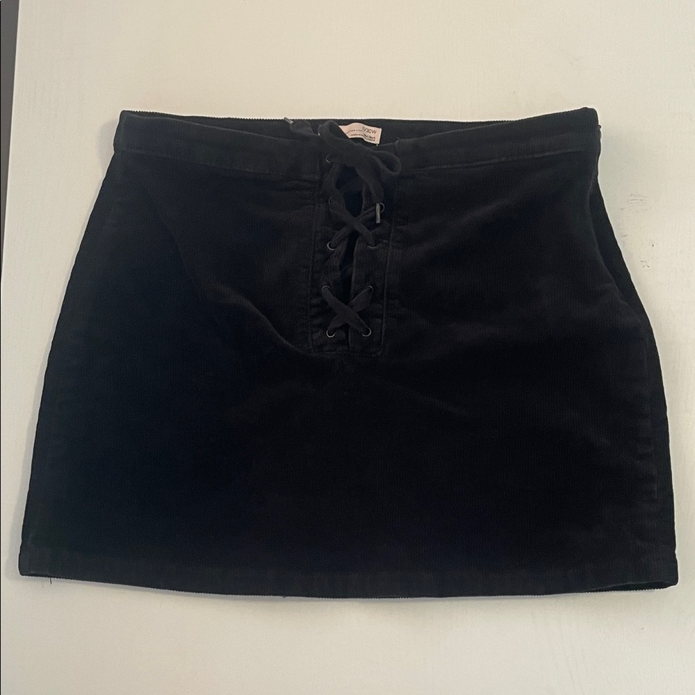 SO Black Lace-Up Front Mini Skirt